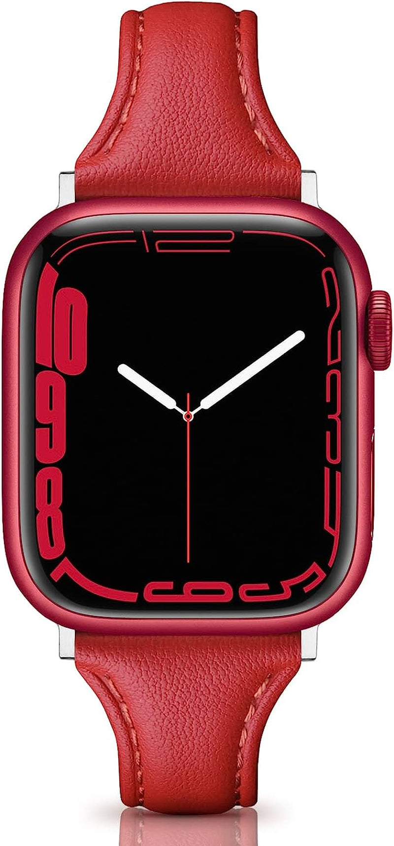 Eyamumo Leather Band Compatible for Apple Watch Band 38Mm 40Mm 41Mm, Slim Thin Elegant Genuine Leather Strap Compatible for Iwatch Series 8, 7, 6, 5, 4, 3, 2, 1, SE, Sport & Edition for Women  Eyamumo Red 38mm / 40mm / 41mm 