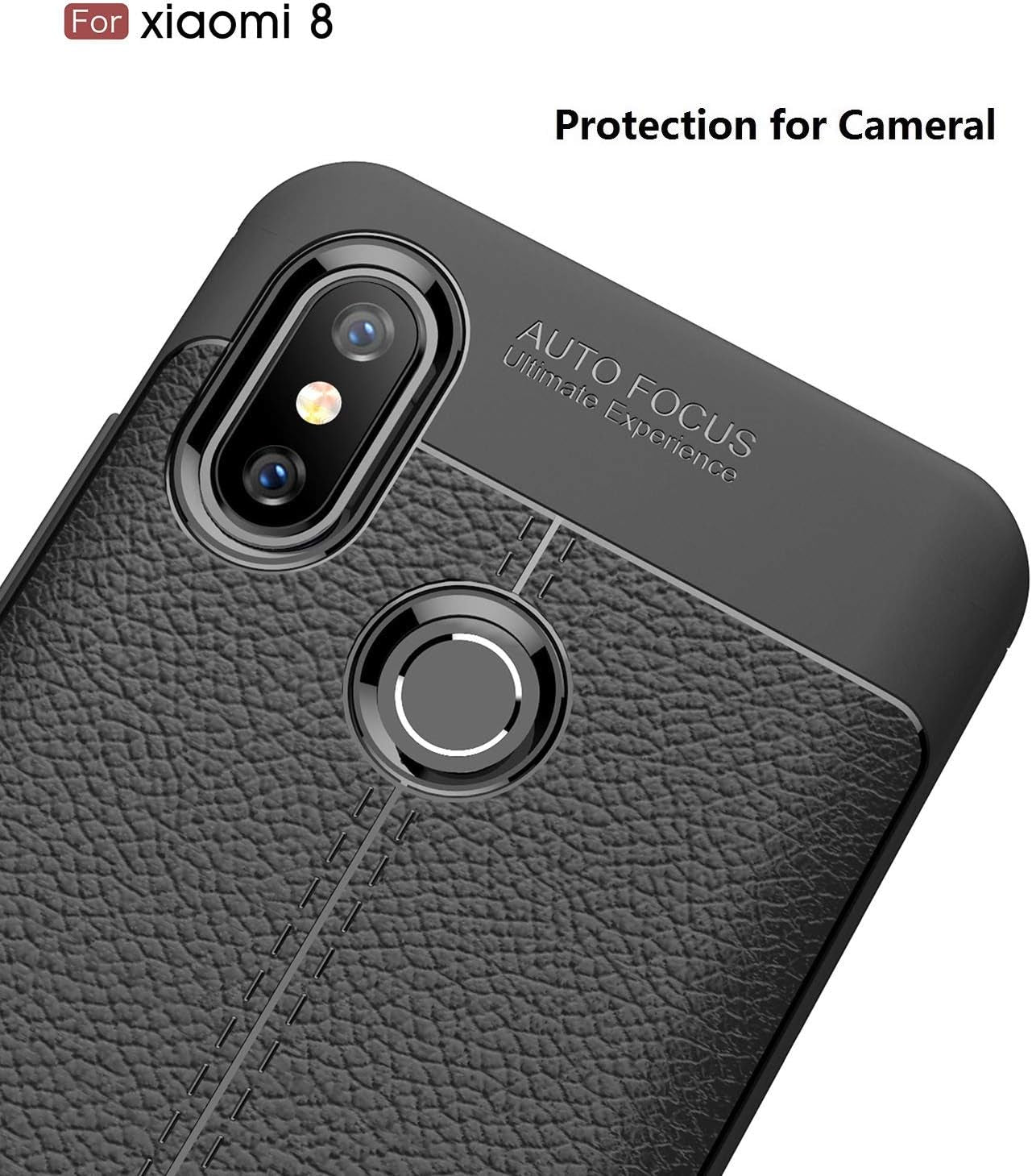 Cruzerlite Case Compatible with Cellphone Xiaomi Mi 8 Case, Flexible Slim Case with Leather Texture Grip Pattern and Shock Absorption TPU Cover Compatible with Cellphone Xiaomi Mi 8 (Black)  Mi8-PAT   