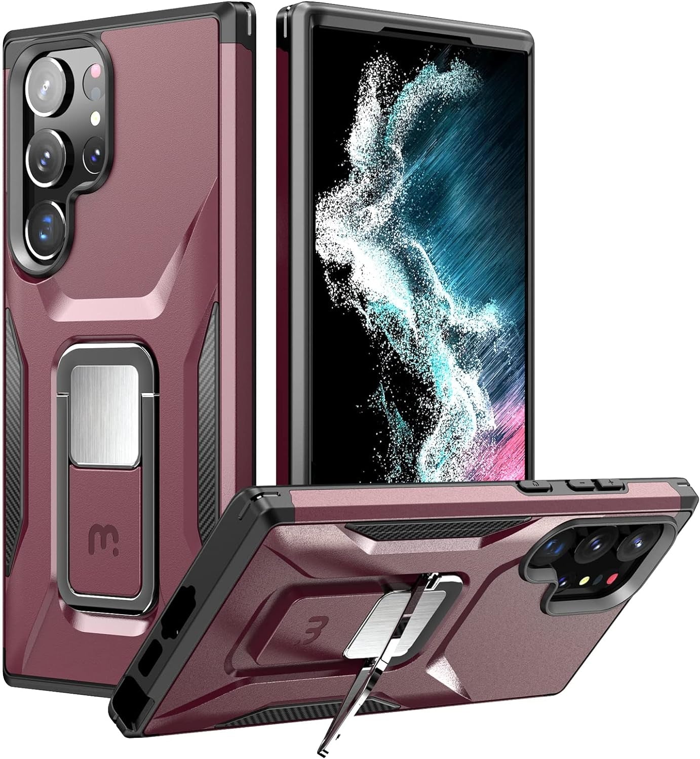 MYBAT Pro Shockproof Stealth Series Case for Samsung Galaxy S22 Ultra Case with Stand 6.8 Inch, Support Magnetic Car Mount, Heavy Duty Military Grade Drop Protective Case with Kickstand - Plum  Valor Communication Inc Plum Samsung Galaxy S23 Ultra 