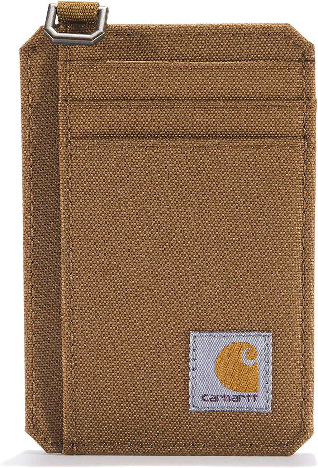 Carhartt Front Pocket Wallets, Durable Canvas or Leather Wallet with & without Money Clip  Carhartt Nylon Duck (Carhartt Brown)  