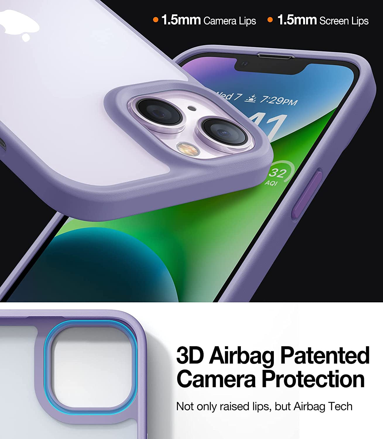 TORRAS Shockproof Designed for Iphone 14 Case [10FT Military Drop Protection][Sleek Premium Touch] Case for Iphone 14 Phone Cases with Translucent Back & Soft Edge Slim Silicone Cover, Purple  TORRAS   