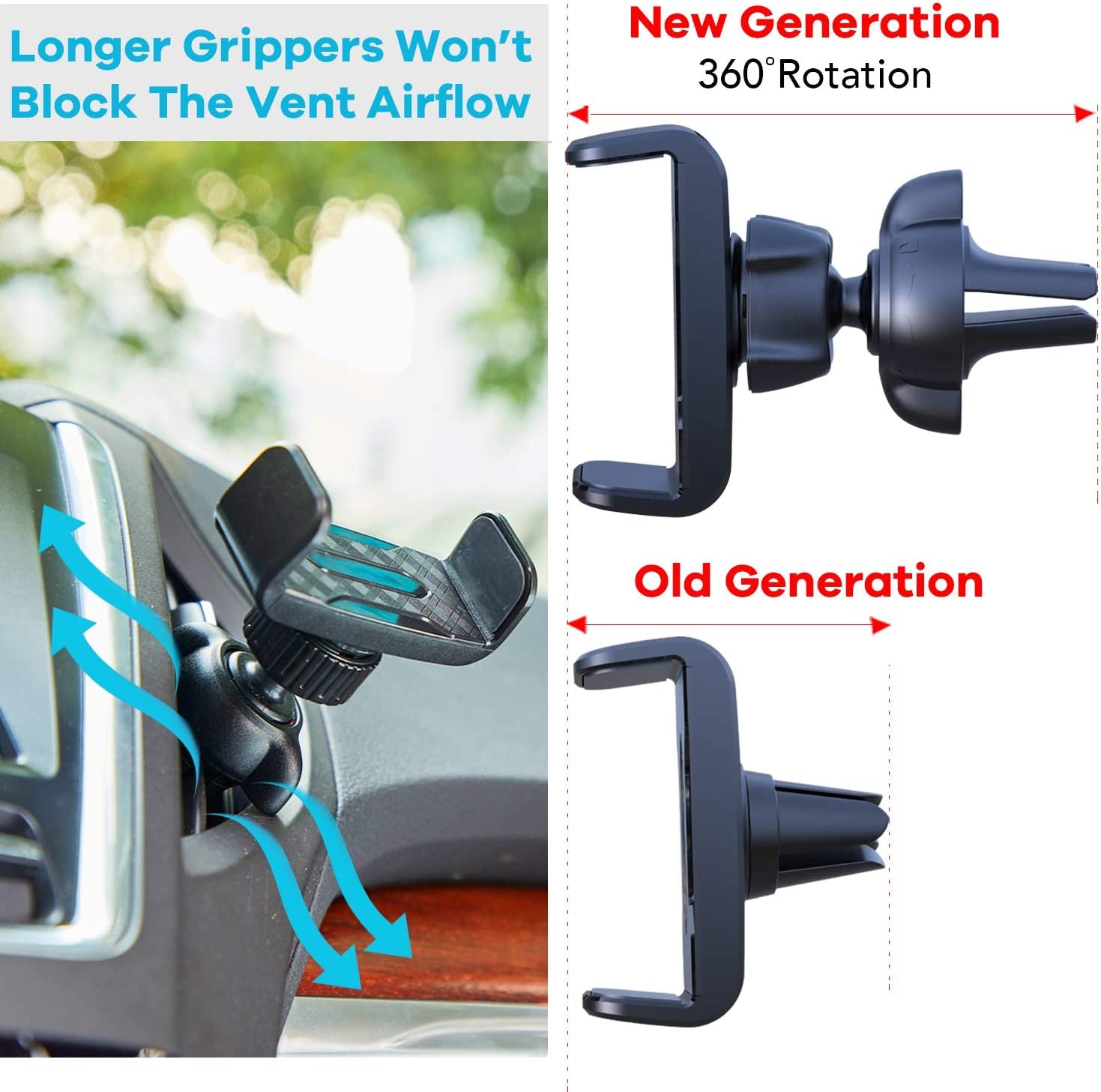 [2 Pack]Apps2Car Vent Car Phone Holder, Air Vent Phone Holder for Car, Car Vent Phone Mount, Car Air Vent Clip Holder, Universal Phone Car Mount, Cellphone Holder with Expandable Grip,Vent Mount Phone  Wiiki-Tech   