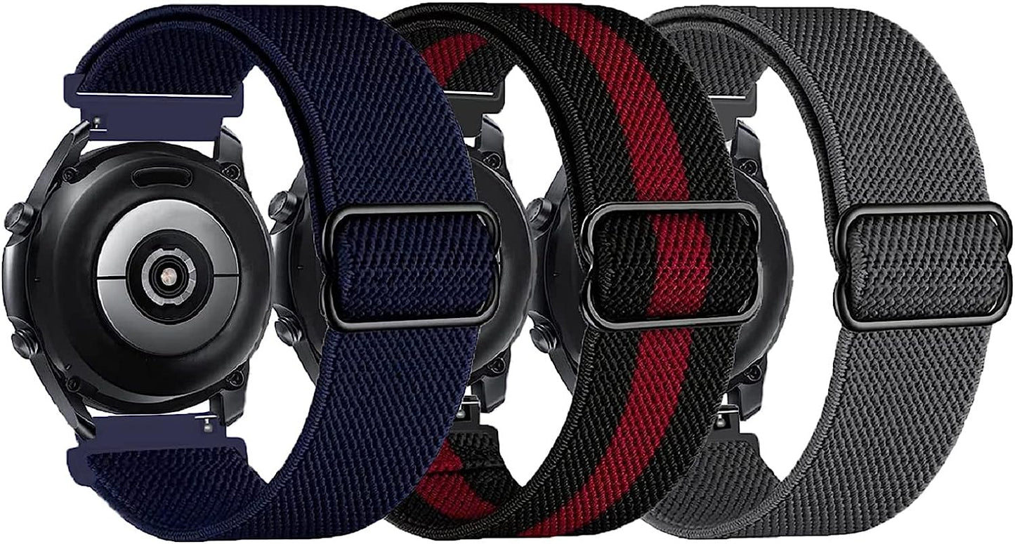 AHXLL 22Mm Watch Bands Compatible with Samsung Galaxy Watch 3 45Mm Band/Galaxy Watch 46Mm/ Gear S3 Frontier, Sport Loop Stretchy Nylon Wristband for Men Women, 5 Packs  AHXLL Black Red+ Blue+ Gray  