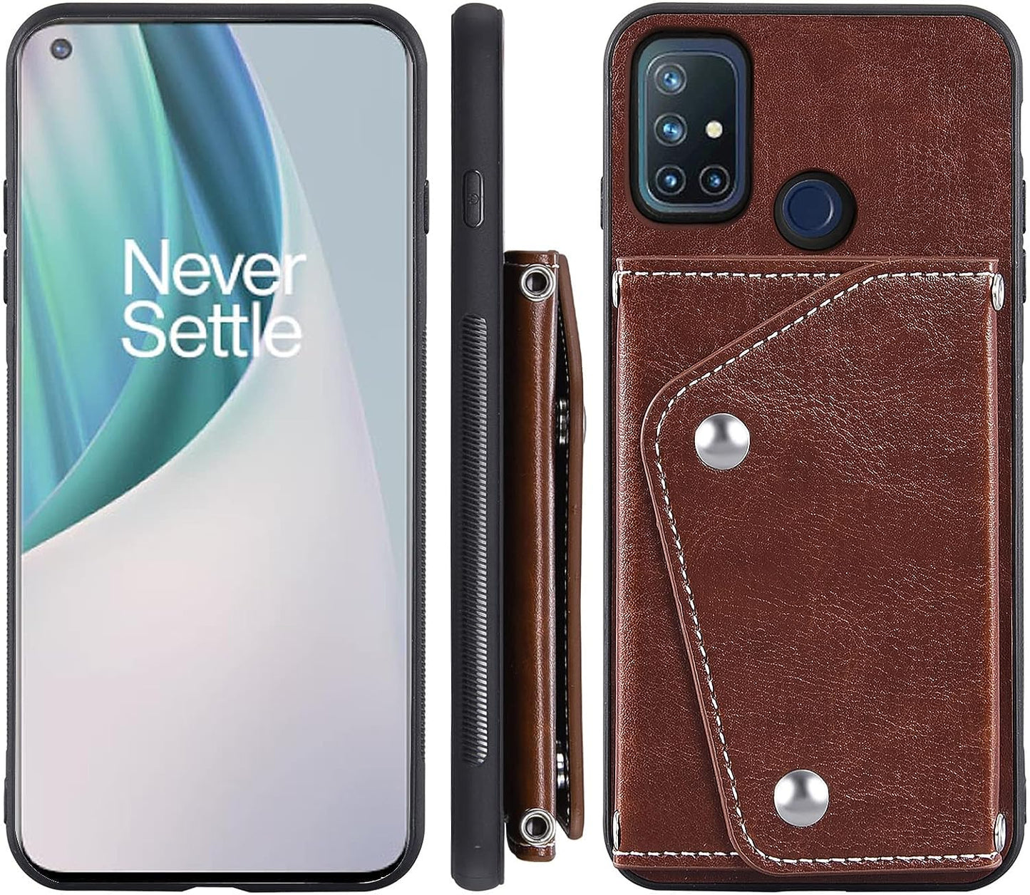 Asuwish Phone Case for Oneplus Nord N10 5G Wallet Cover with Screen Protector and Credit Card Holder Crossbody Strap Cell Accessories One plus N 10 G5 1 plus 10N 1Plus One+ 1+ N105G Women Girls Brown  Asuwish   