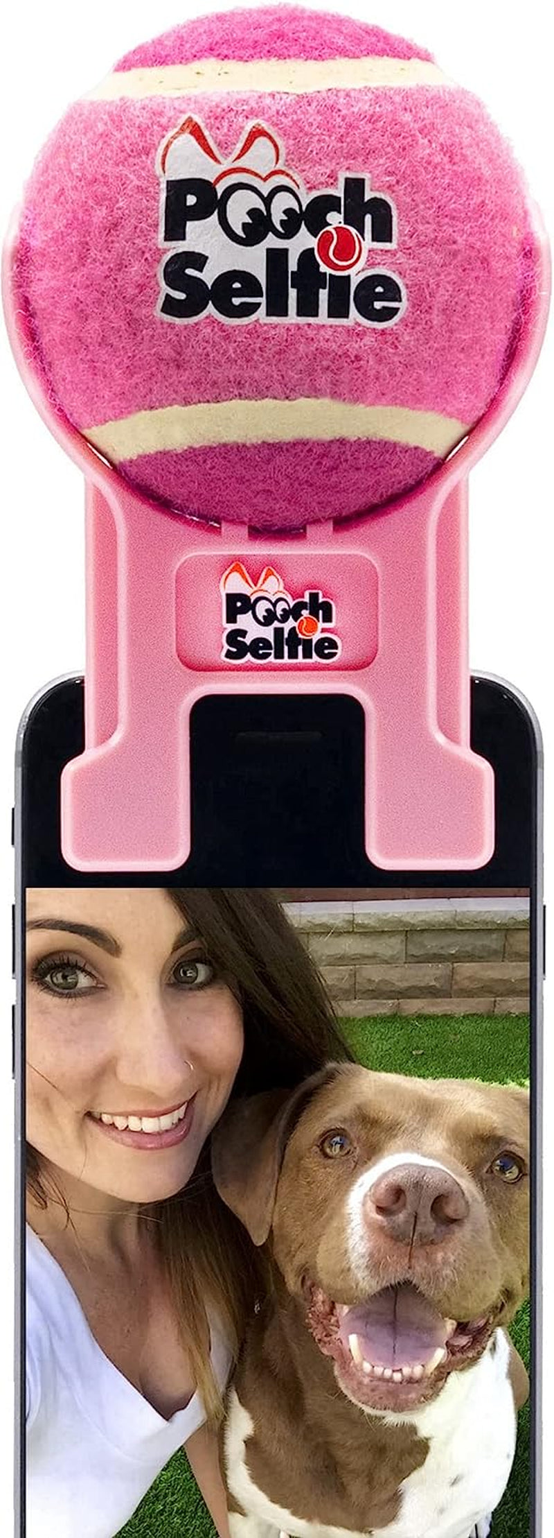 Pooch Selfie: Cell Phone Dog Universal Selfie Stick, Dog Training, Tennis Ball for Dogs Photos, Pet Selfie Tool Get Your Pooches Attention (AS SEEN on Shark Tank) - Green  Clever Dog Products LLC Pink  