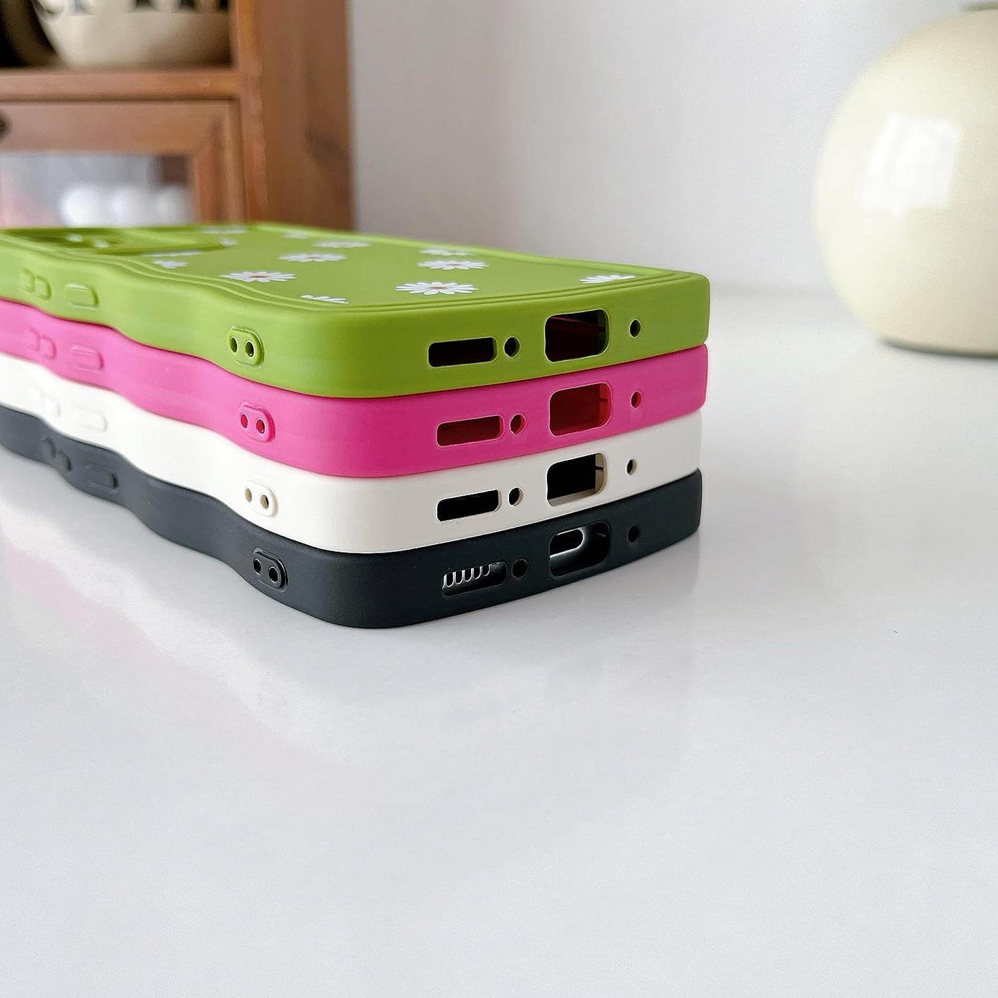 ZTOFERA Compatible with Samsung Galaxy A54 5G Case,Unique Curly Wave Frame with Daisy Pattern,Soft Liquid Silicone Anti-Fingerprint Shockproof Full Coverage&Lens Protective Case Samsung A54-Black  ZTOFERA   