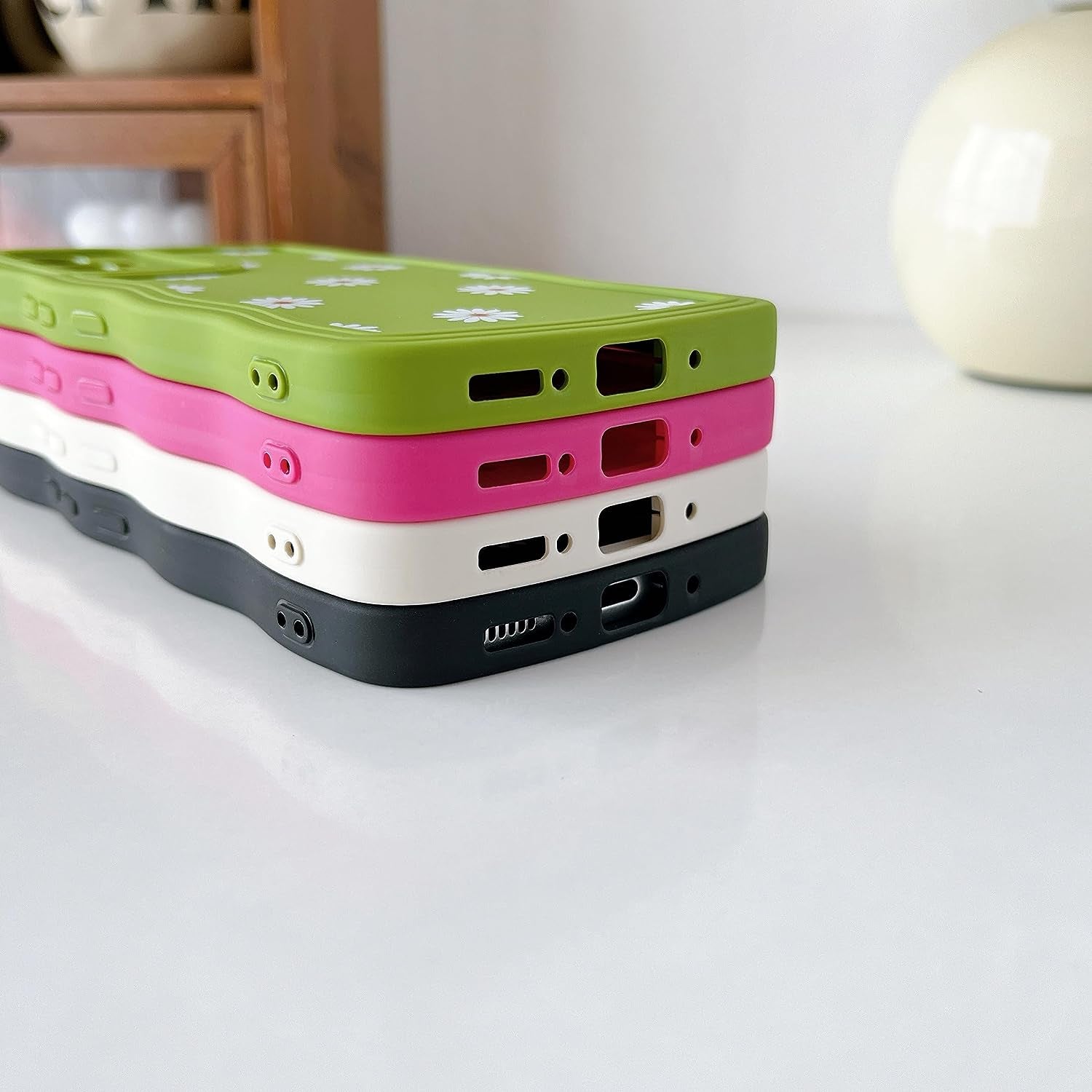 ZTOFERA Compatible with Samsung Galaxy A54 5G Case,Unique Curly Wave Frame with Daisy Pattern,Soft Liquid Silicone Anti-Fingerprint Shockproof Full Coverage&Lens Protective Case Samsung A54-Black  ZTOFERA   