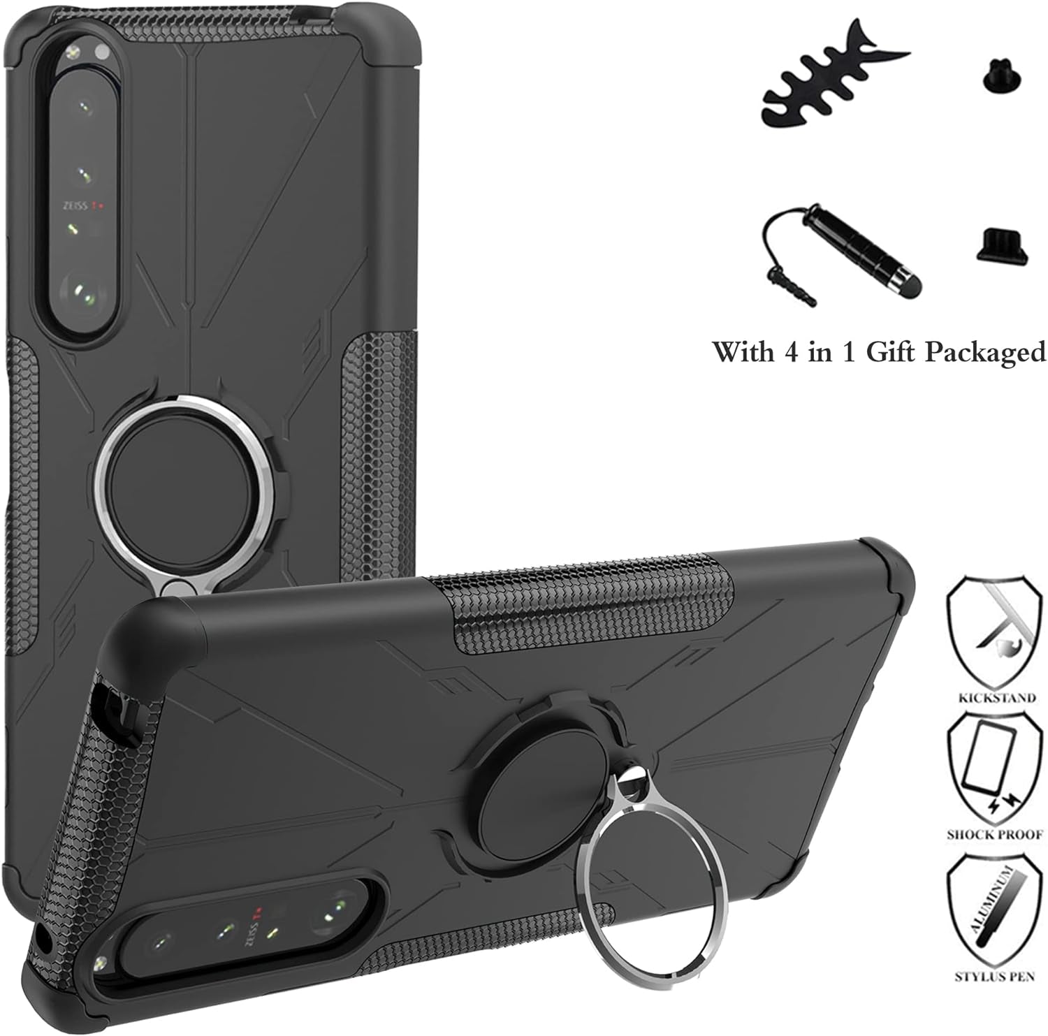 Liushan Compatible with Sony Xperia 1 III Case,360° Rotation Ring Holder Kickstandmilitary Grade Shockproof Cover for Sony Xperia 1 III Smartphone（Not Applicable Sony Xperia 10,Black  liushan-Usstore   
