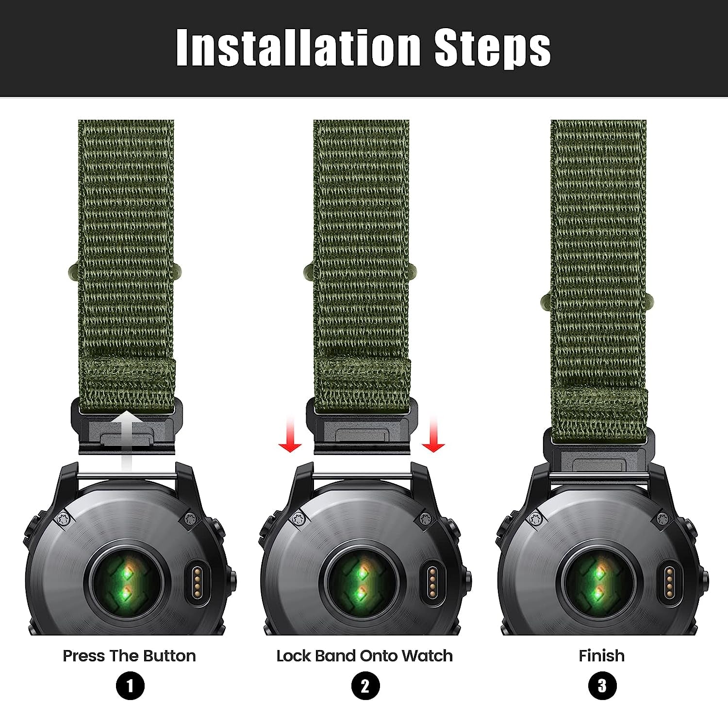 CUZOW Nylon Velcro Bands Compatible with Fenix 7/Fenix 6/6 Pro/Fenix 5/5 Plus/Epix 2, 22Mm Quick Easy Fit Nylon Watch Band Breathable Replacement for Forerunner 935/945/Approach S60/S62/Quatix 5/6  CUZOW   