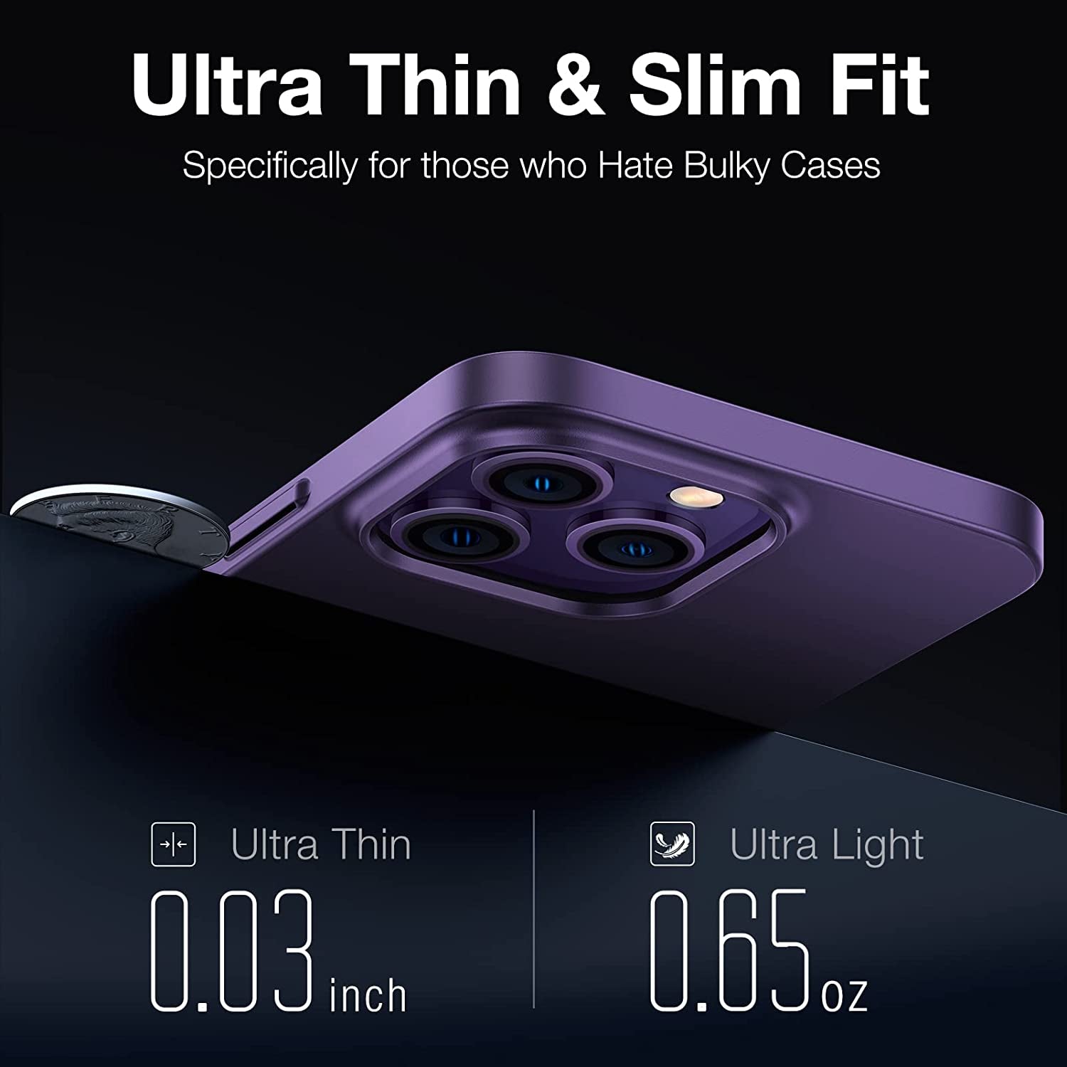 TORRAS Slim Fit Designed for Iphone 14 Pro Max Case 6.7 Inch, Ultra-Thin, Lightweight Hard PC Cover, Purple, Originfit  TORRAS   