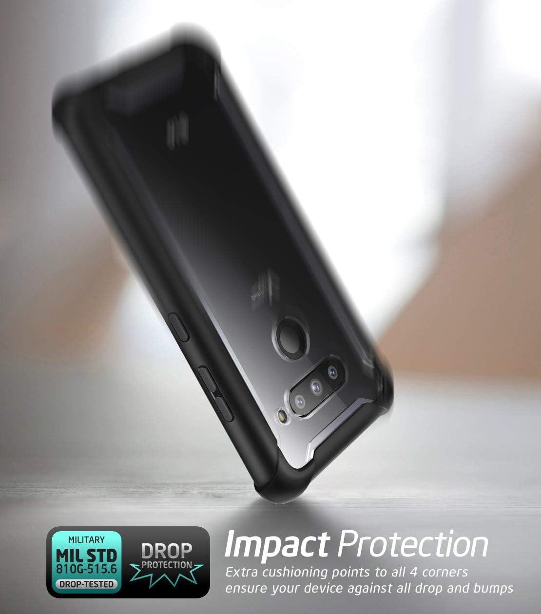 I-Blason Ares Designed for LG V40 Case, LG V40 Thinq 2018 Release, Full-Body Rugged Clear Bumper Case with Built-In Screen Protector, Black  i-Blason   