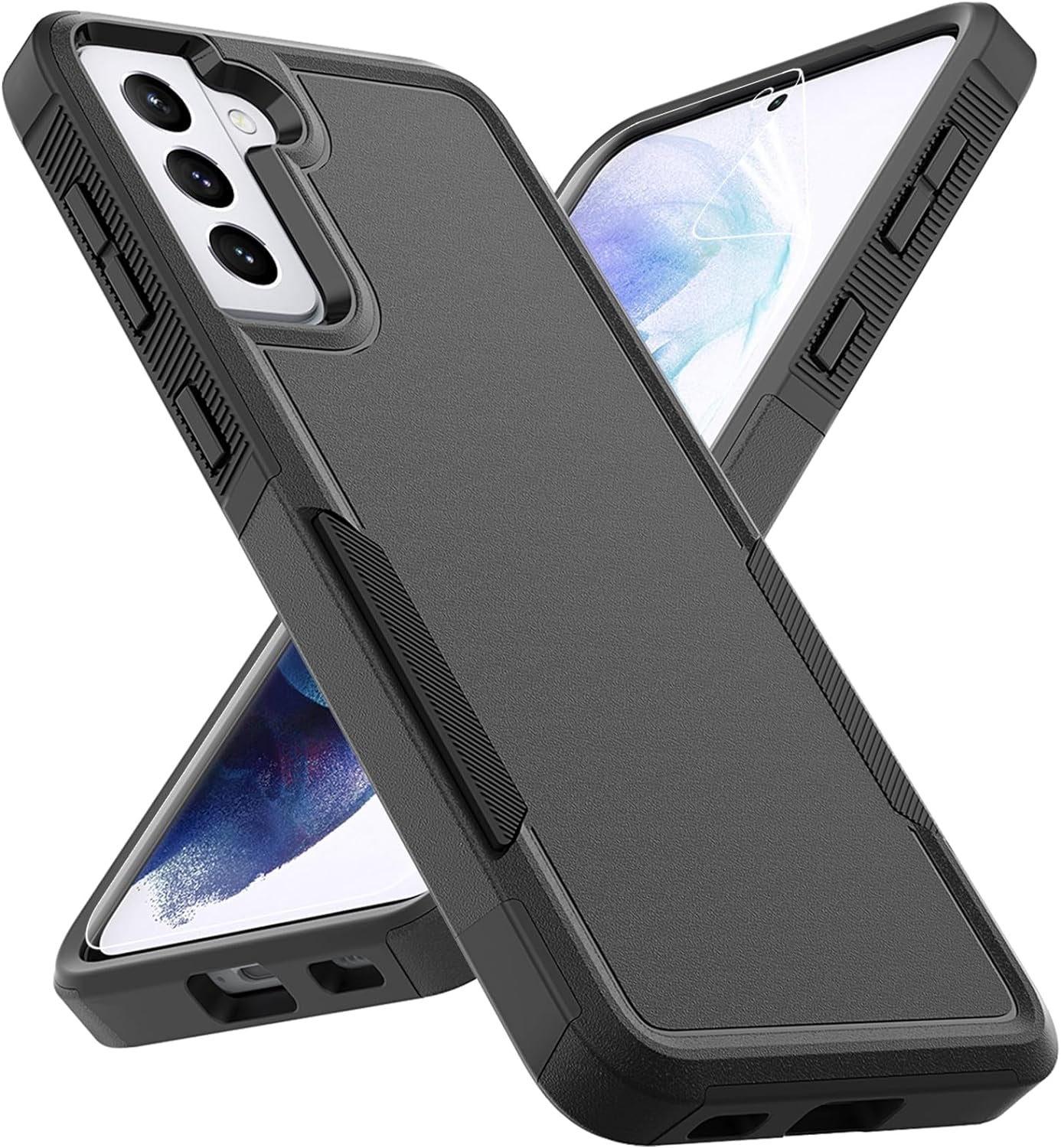 For Samsung Galaxy S21 plus Case: Dual Layer Protective Heavy Duty Cell Phone Cover Shockproof Rugged with Screen Protector - Military Protection Bumper Tough - Samsung Galaxy S21+ plus 5G, Blue  Jinxian Co., Ltd. Black (Pc) + Black (Tpu)  