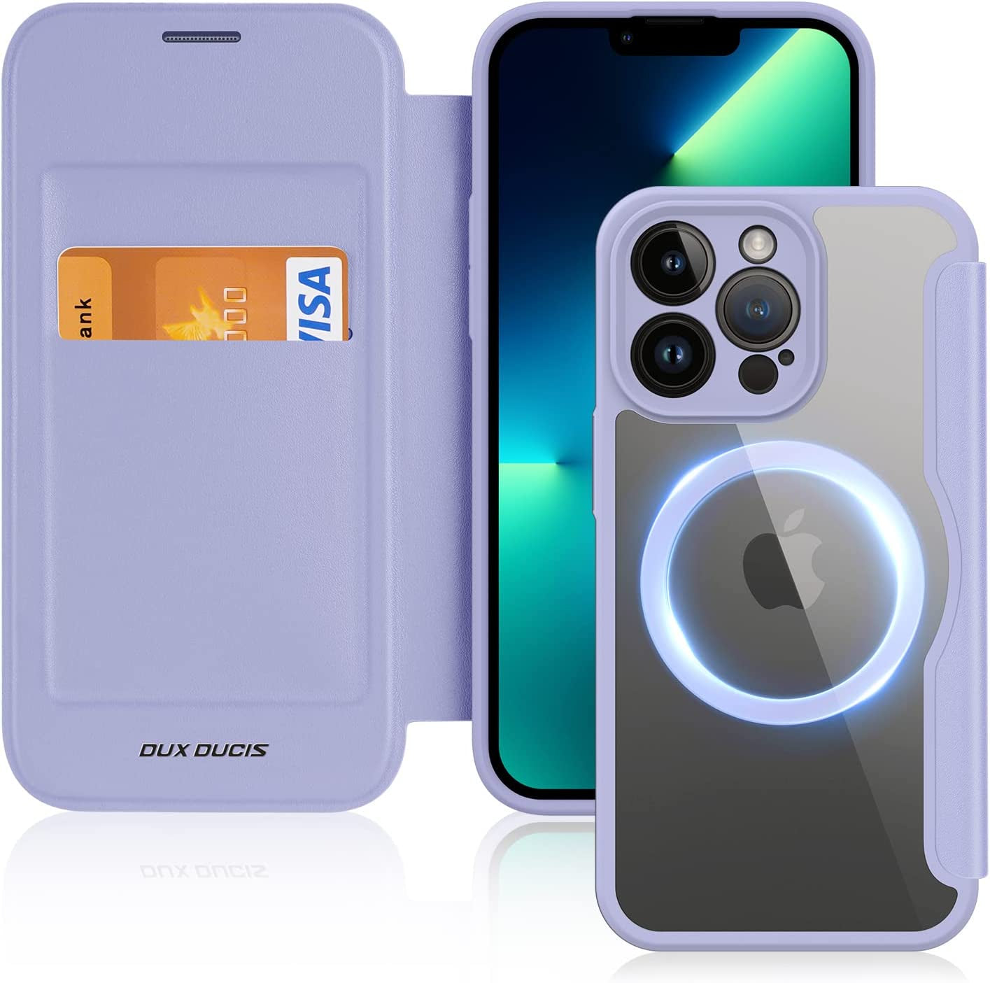 Case for Iphone 14 Pro Max Case Wallet Compatible with Magsafe, Shockproof Full Protective Flip Folio Wallet Case with RFID Blocking Card Slot PU Leather Cover for Iphone 14 Pro Max 6.7"  DUX DUCIS Purple iPhone 13 Pro 