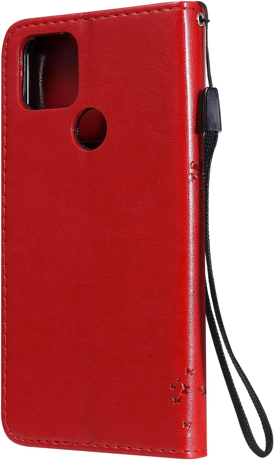 LEMAXELERS Google Pixel 4A 5G Case Embossed Wishing Tree Wallet Shockproof Case Flip Premium PU Leather Magnetic Card Slots with Stand Cover for Google Pixel 4A 5G / Pixel 5 XL Wishing Tree Red KT  LEMAXELERS   