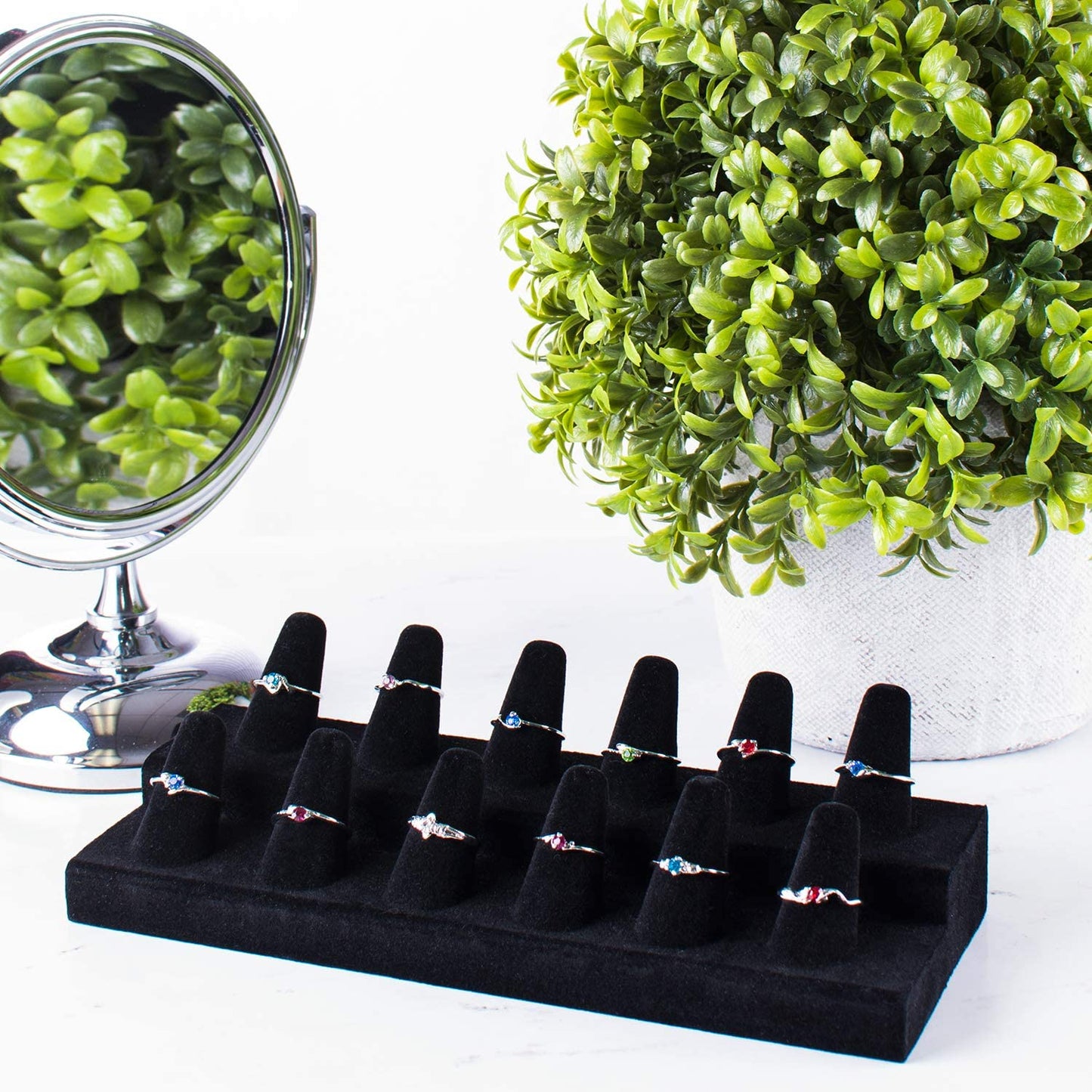 Super Z Outlet Black Velvet Finger Ring Counter Display Rack 12 Slots for Home Decoration, Organizing  Super Z Outlet   