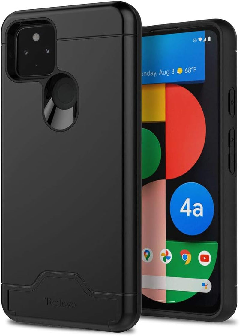 Teelevo Wallet Case for Google Pixel 4A 5G, Dual Layer Case with Card Slot Holder and Kickstand for Google Pixel 4A 5G - Black  Teelevo   