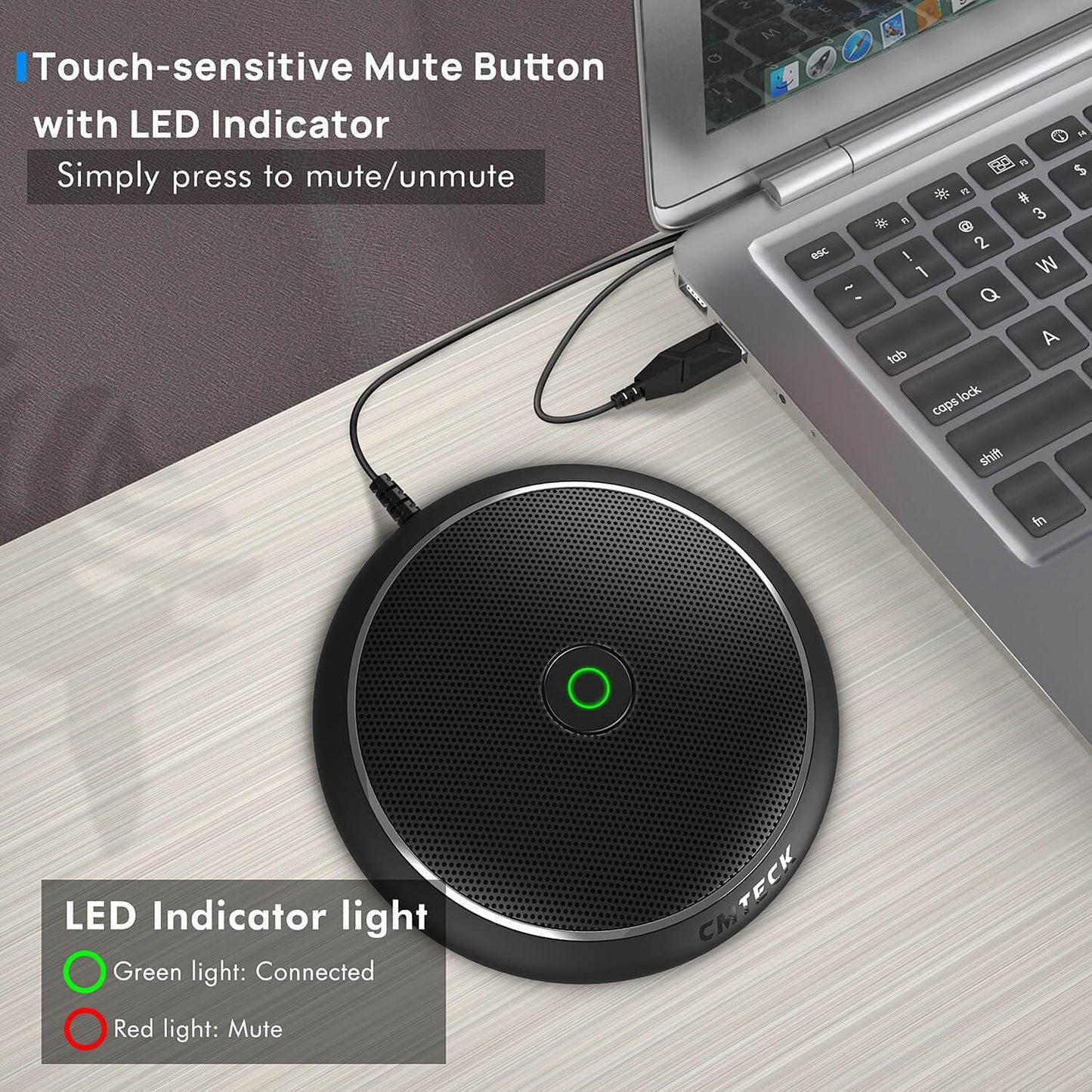 CMTECK Conference USB Microphone, Computer Desktop Mic with Mute Function, Omnidirectional Condenser PC Mic for Video, Streaming, Voip Calls, Skype, Plug & Play Compatible with Mac OS X Windows PC  CMTECK   