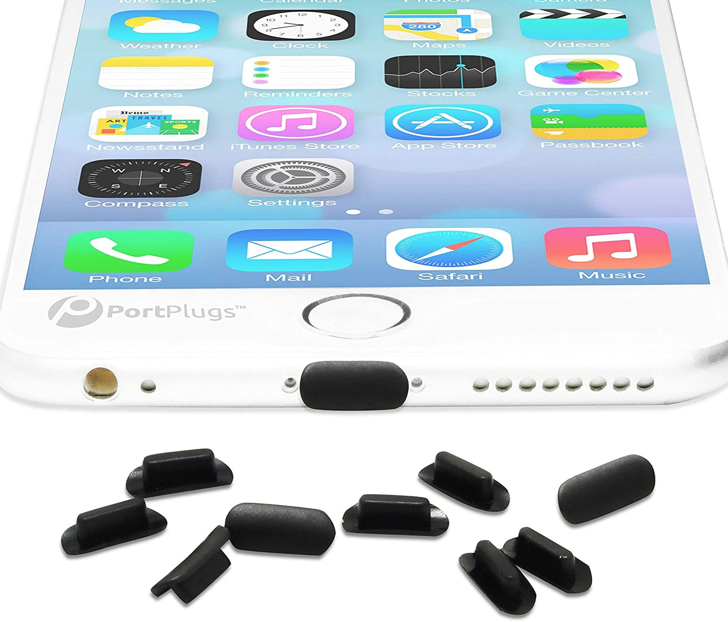 Portplugs 10 anti Dust Plugs, Compatible with Iphone 11, X, XS, XR, 8, 7, 6 Plus, Max, Pro, Airpods, Protection from Dirt, Sand, Lint, and Debris with Port Cleaning Brush (Black)  PortPlugs   