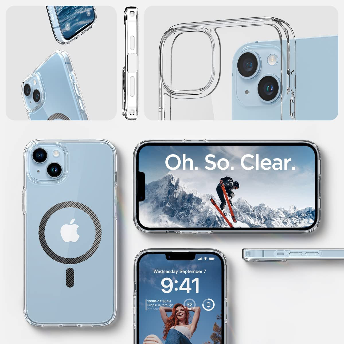 Spigen Ultra Hybrid (Magfit) [Anti-Yellowing Technology] Designed for Iphone 14 Case (2022) - Carbon Fiber  Spigen   