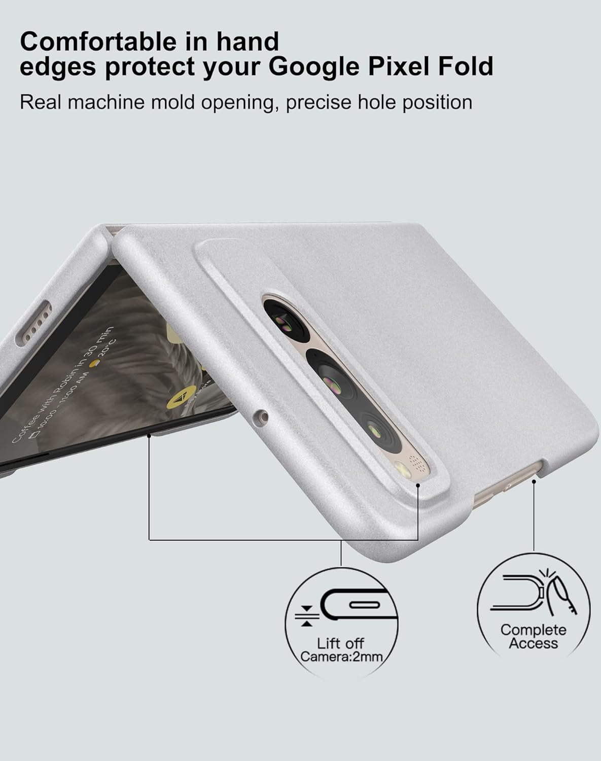 Eastcoo Slim Fit Case for Google Pixel Fold 2023, [Hard PC Back] [Frosted Feel] [Wireless Charging Support] Lightweight Shockproof Case Cover for Google Pixel Fold 5G, Silver  Eastcoo   