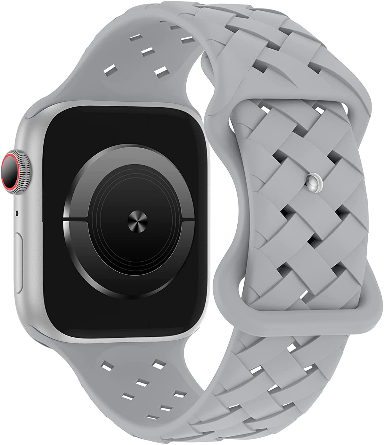 Distore Silicone Braided Weave Bands Compatible with Apple Watch 38Mm 40Mm 41Mm 42Mm 44Mm 45Mm 49Mm, Replacement Silicone Sport Breathable Strap for Iwatch Series Ultra SE 8/7/6/5/4/3/2/1 Women Men  Distore Gray 38mm/40mm/41mm 