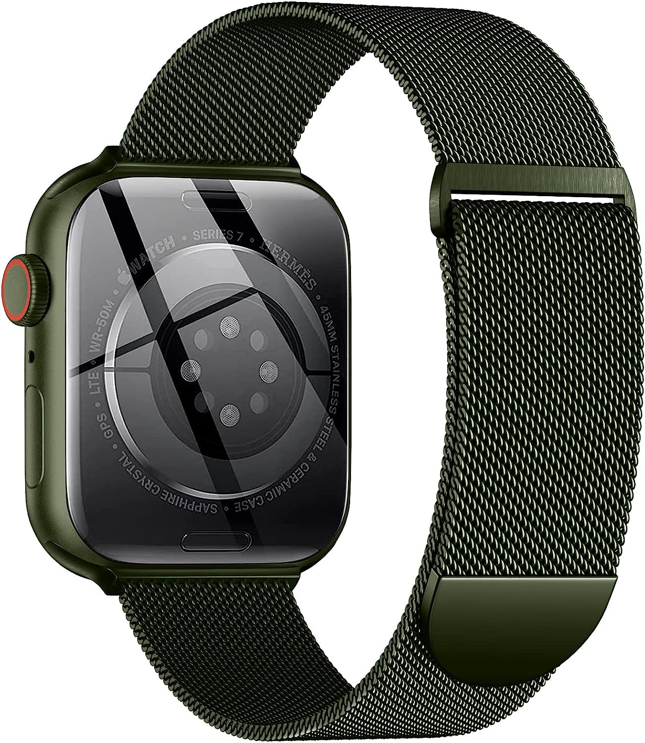 Zedoli Metal Band Compatible with Apple Watch Bands 40Mm 38Mm 41Mm 45Mm 44Mm 42Mm 49Mm for Women Men, Stainless Steel Milanese Mesh Loop Magnetic Wristbands for Iwatch Series 8 7 6 5 4 3 2 1 SE Ultra  Zedoli Green 42/44/45/49mm 