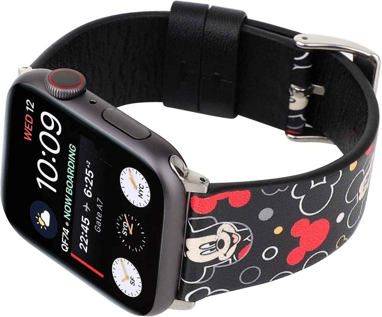 Lovely Style Watch Band Strap Cute Dressy Leather Wristband Bracelet Compatible with 45Mm 44Mm 42Mm Apple Watch Series 8/7/6/5/4/3/2/1/Se/49Mm Ultra (Black)  Clatune   