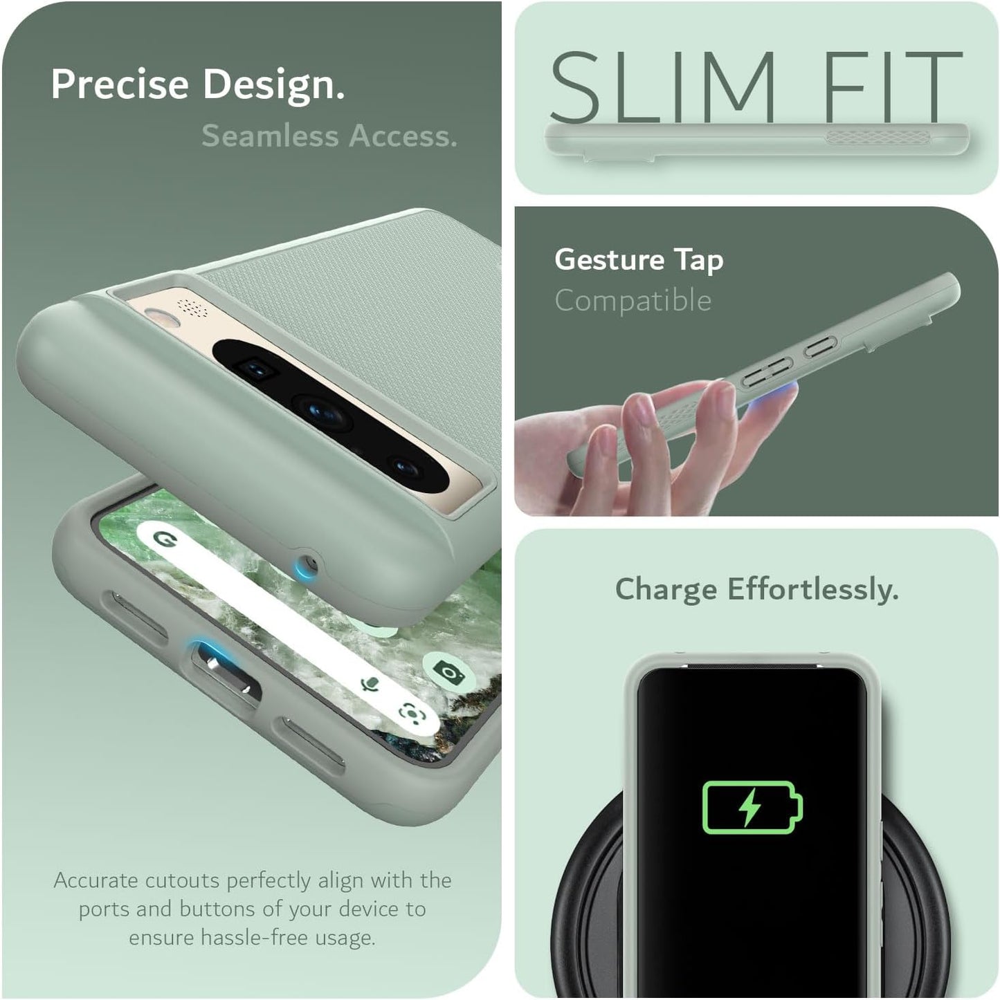 TUDIA Mergegrip Designed for Google Pixel 8 Pro Case 2023, [Magsafe Compatible] Military Grade Slim Dual Layer Heavy Duty Raised Edge Protection Non-Slip Protective Phone Case Cover - Green Lily  TUDIA   