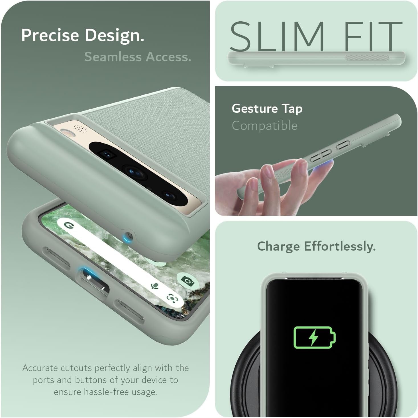 TUDIA Mergegrip Designed for Google Pixel 8 Pro Case 2023, [Magsafe Compatible] Military Grade Slim Dual Layer Heavy Duty Raised Edge Protection Non-Slip Protective Phone Case Cover - Green Lily  TUDIA   