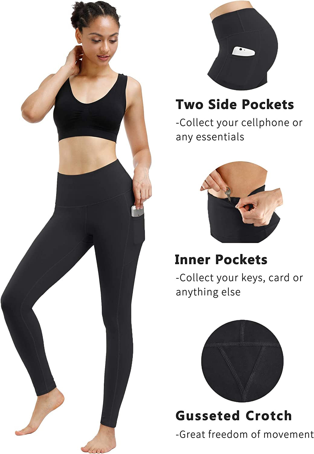 Fengbay 2 Pack High Waist Yoga Pants, Pocket Yoga Pants Tummy Control Workout Running 4 Way Stretch Yoga Leggings  Fengbay   