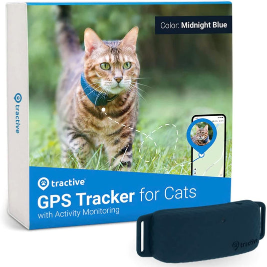 Tractive GPS Pet Tracker for Cats - Waterproof, GPS Location & Smart Activity Tracker, Unlimited Range, Works with Any Collar (Midnight Blue)  Tractive GmbH   