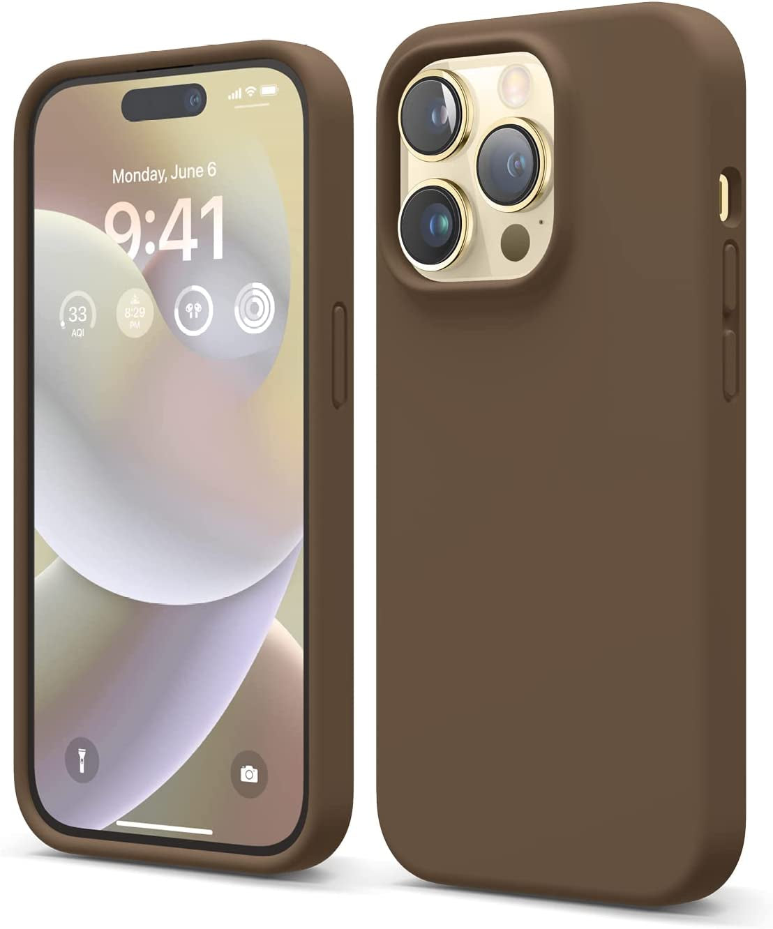 Elago Compatible with Iphone 14 Pro Case, Liquid Silicone Case, Full Body Protective Cover, Shockproof, Slim Phone Case, Anti-Scratch Soft Microfiber Lining, 6.1 Inch (Burgundy)  elago Brown  