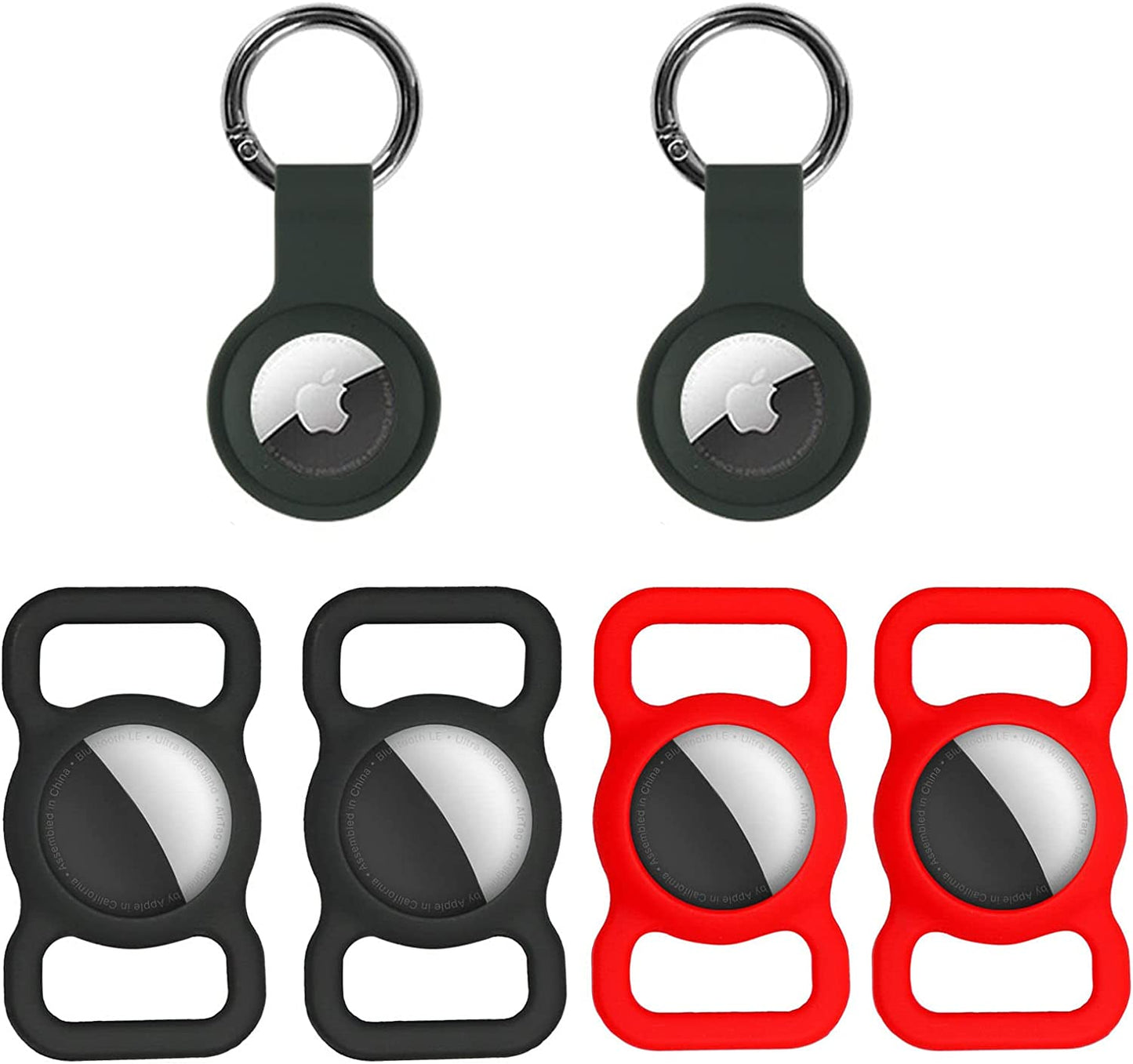 ALOGOLD 6 Pack Airtag Dog Collar Holder, Protective Cover Silicone for Dog Cat Pet Collar, Anti-Lost Air Tag Case Holder Cover(Black, Red)  ALOGOLD   