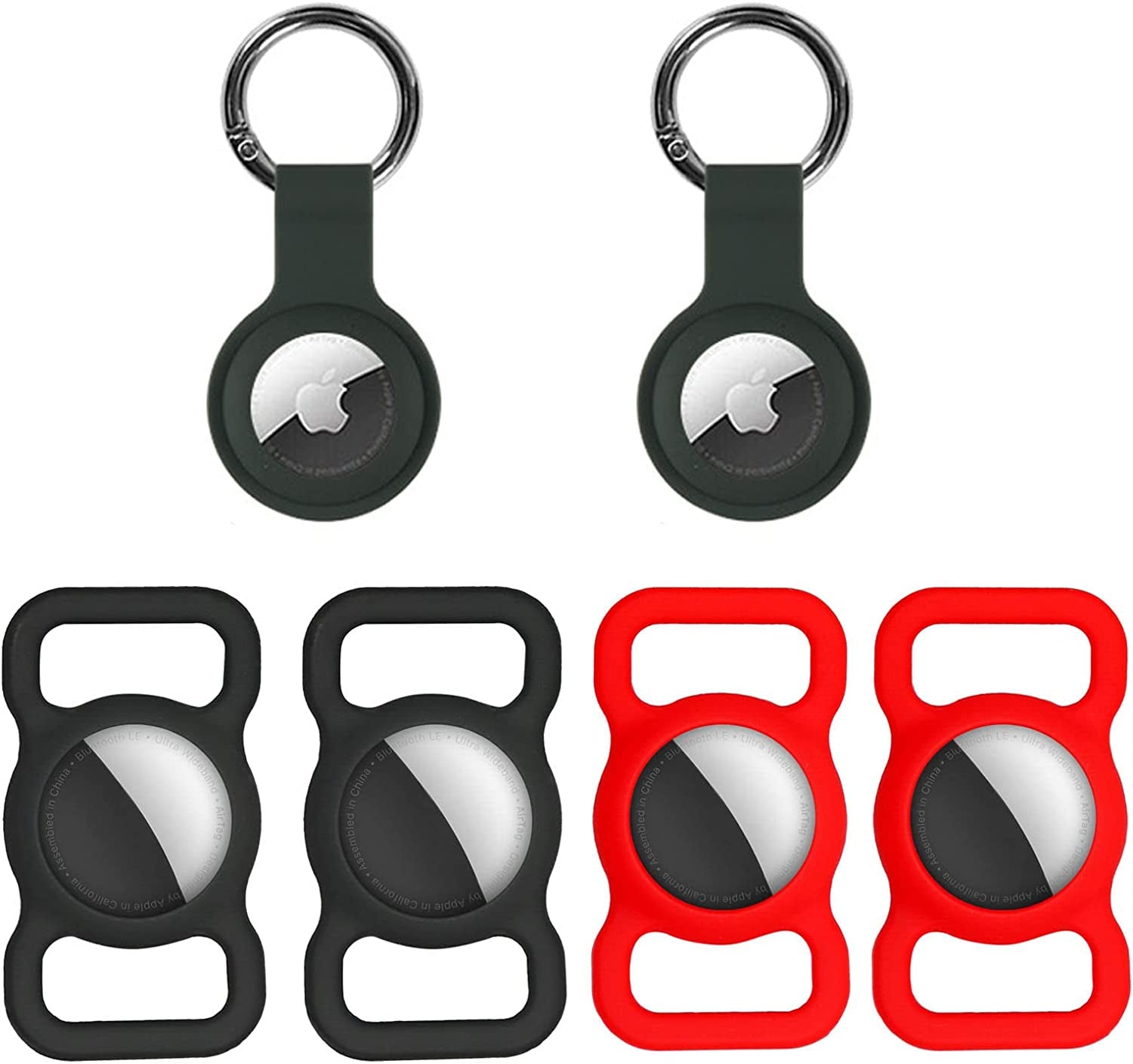 ALOGOLD 6 Pack Airtag Dog Collar Holder, Protective Cover Silicone for Dog Cat Pet Collar, Anti-Lost Air Tag Case Holder Cover(Black, Red)  ALOGOLD   