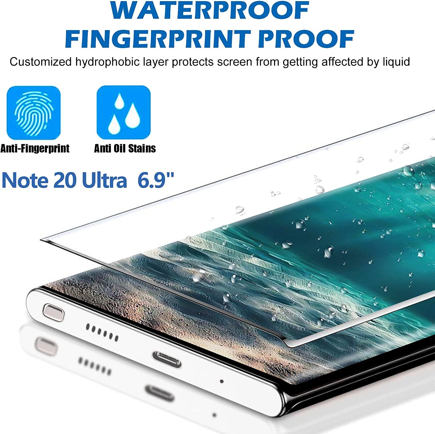 Samcorn [2+2 Pack] Screen Protector Samsung Galaxy Note 20Ultra/Note20 Ultra 5G,9H Tempered Glass,Ultrasonic Fingerprint Compatible,3D Curved,Hd Clear,Bubble-Free Galaxy Note 20Ultra Glass Protector  Samcorn   