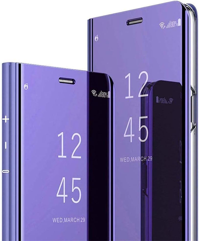 PHEZEN LG V30 Case,Lg V30 plus Case,Lg V35 Thinq Case,Luxury Mirror Makeup Case Clear View Window Plating PU Leather Stand Flip Case Wallet Case Full Body Protective Case for LG V30, Blue  PHEZEN Purple  