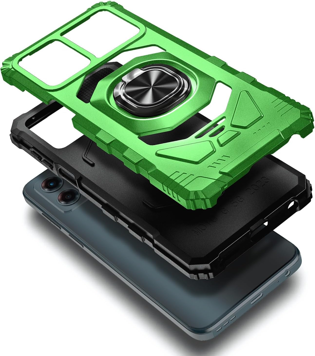 NZND Case for Oneplus Nord N30 5G / Nord CE 3 Lite 5G with Tempered Glass Screen Protector (Maximum Coverage), Full-Body Protective [Military-Grade], Magnetic Car Ring Holder Cover Case (Green)  NZND   