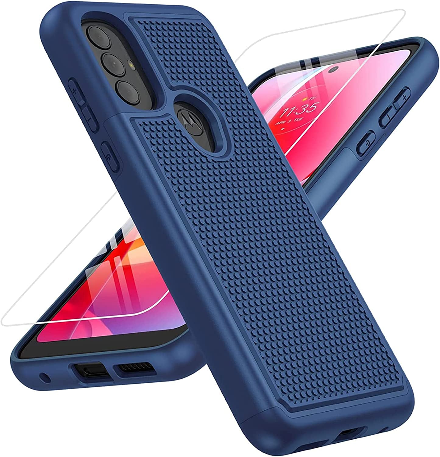 BNIUT for Motorola Moto G Power 2022 Case: Moto G Play 2023 Case & Moto G Pure 2021 Case - Dual Layer Protective Heavy Duty Phone Cover Shockproof Rugged with Non Slip Textured (Burgundy Purple)  binghexin Blue Navy  