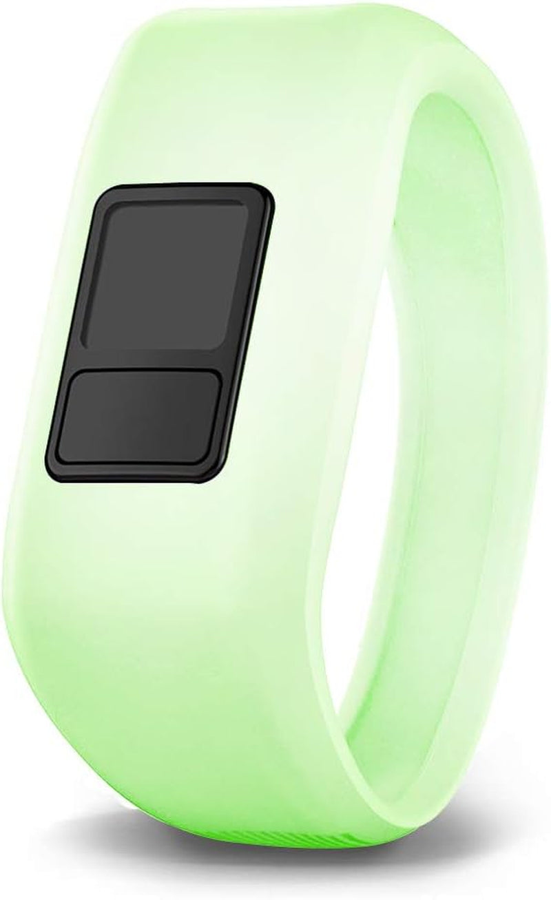 Ibrek for Garmin Vivofit Jr/Jr 2/3 Bands, Silicon Stretchy Replacement Watch Bands for Kids Boys Girls Small Large(No Tracker) (3 Pack: Transparent Pink&Teal&Lavender, Small)  iBREK Phosphorescent Green Small 