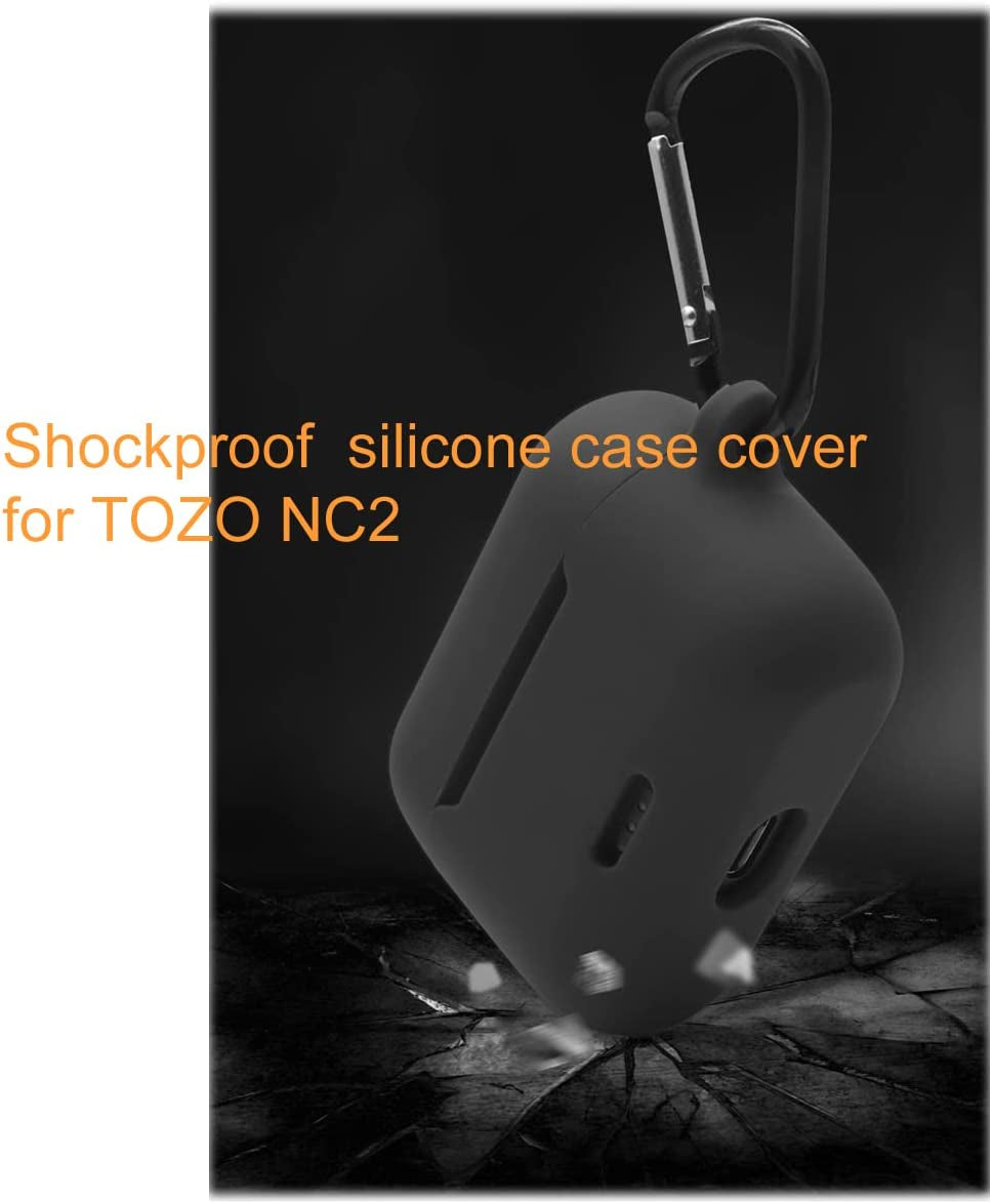 Claiol Silicone Case for TOZO NC2, Premium Shockproof Protective TOZO NC2 Case Cover with Keychain. (Black)  CLAIOL   