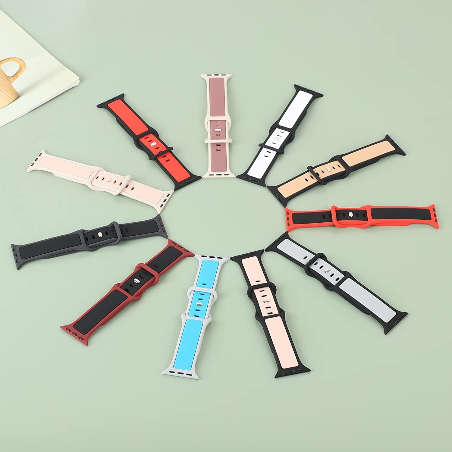 Acrbiutu Two-Toned Dual Color Bands Compatible with Apple Watch 38Mm 40Mm 41Mm 42Mm 44Mm 45Mm 49Mm, Replacement Soft Silicone Sport Strap for Iwatch Series Ultra 8/7/6/5/4/3/2/1 SE Women Men  Acrbiutu   