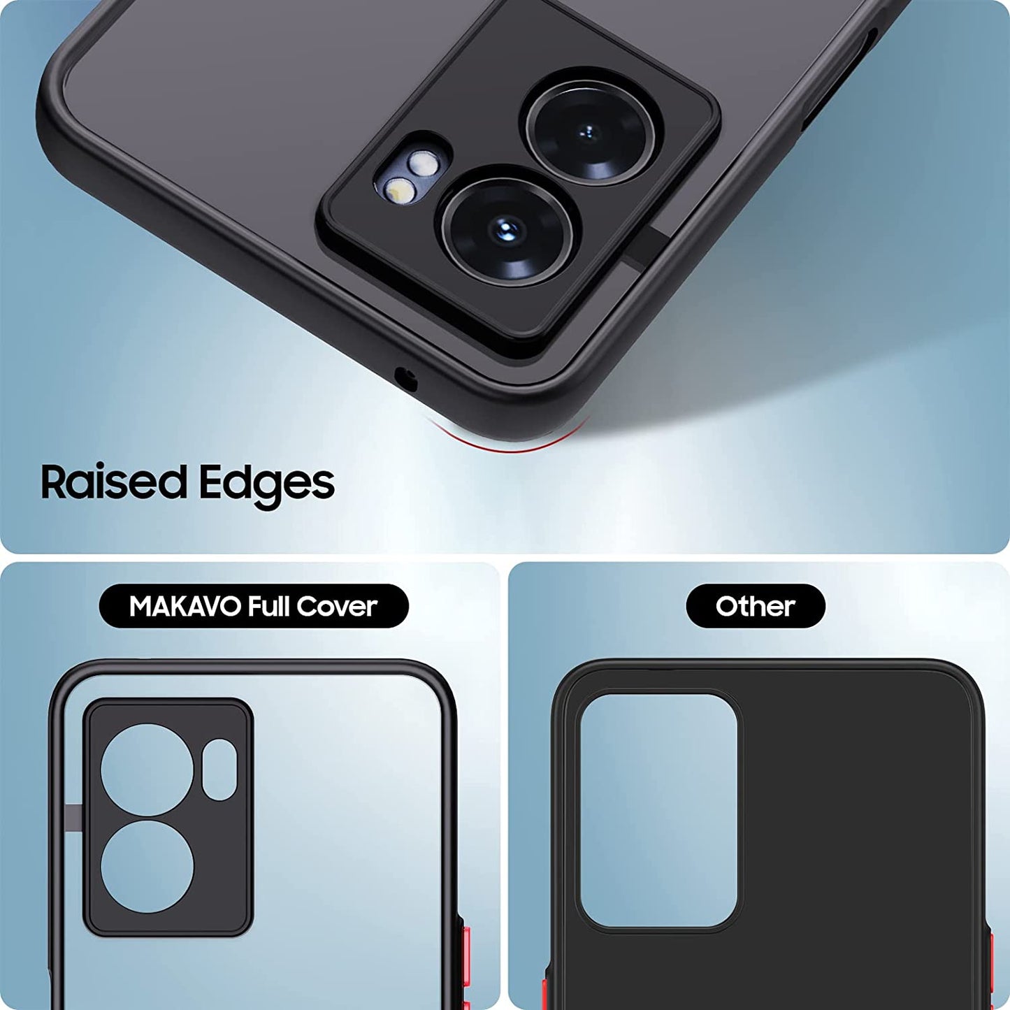 MAKAVO Slim Fit for Oneplus Nord N300 5G Case with Screen Protector [Ultra Thin] [Camera Cover] Full Protection Flexible Bumper Hard Matte PC Back Cover for One plus N300 5G (Black)  MAKAVO   