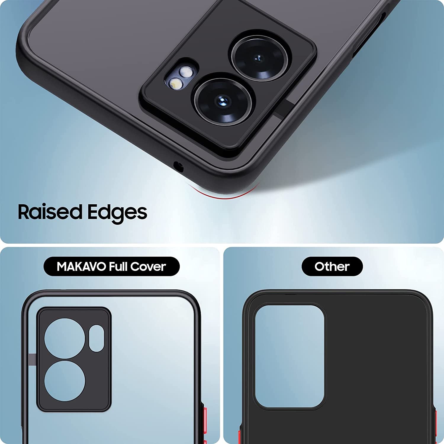 MAKAVO Slim Fit for Oneplus Nord N300 5G Case with Screen Protector [Ultra Thin] [Camera Cover] Full Protection Flexible Bumper Hard Matte PC Back Cover for One plus N300 5G (Black)  MAKAVO   