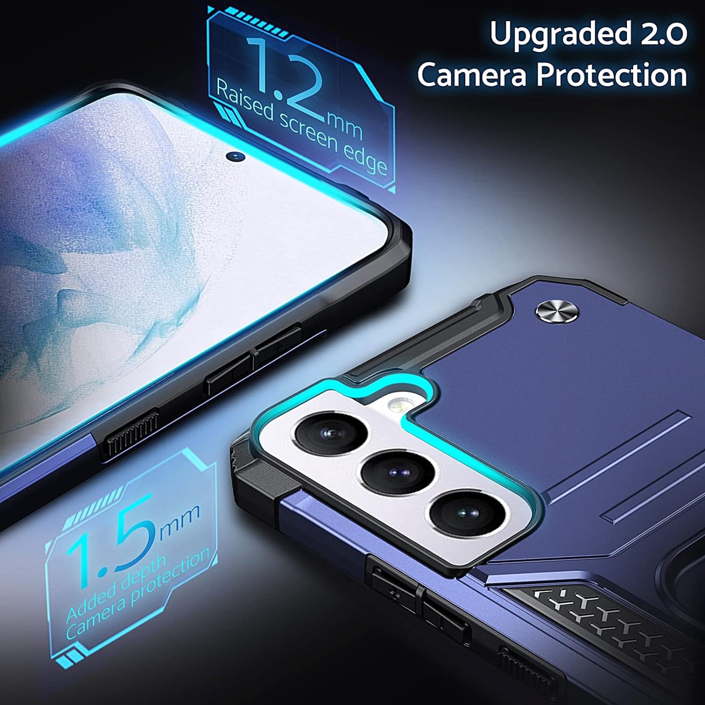 Anqrp Galaxy S22 plus Case, Military Grade Protective Phone Case Cover with Rotatable Metal Ring Kickstand [Support Magnet Mount] Compatible with Samsung Galaxy S22 Plus, Blue  Anqrp   