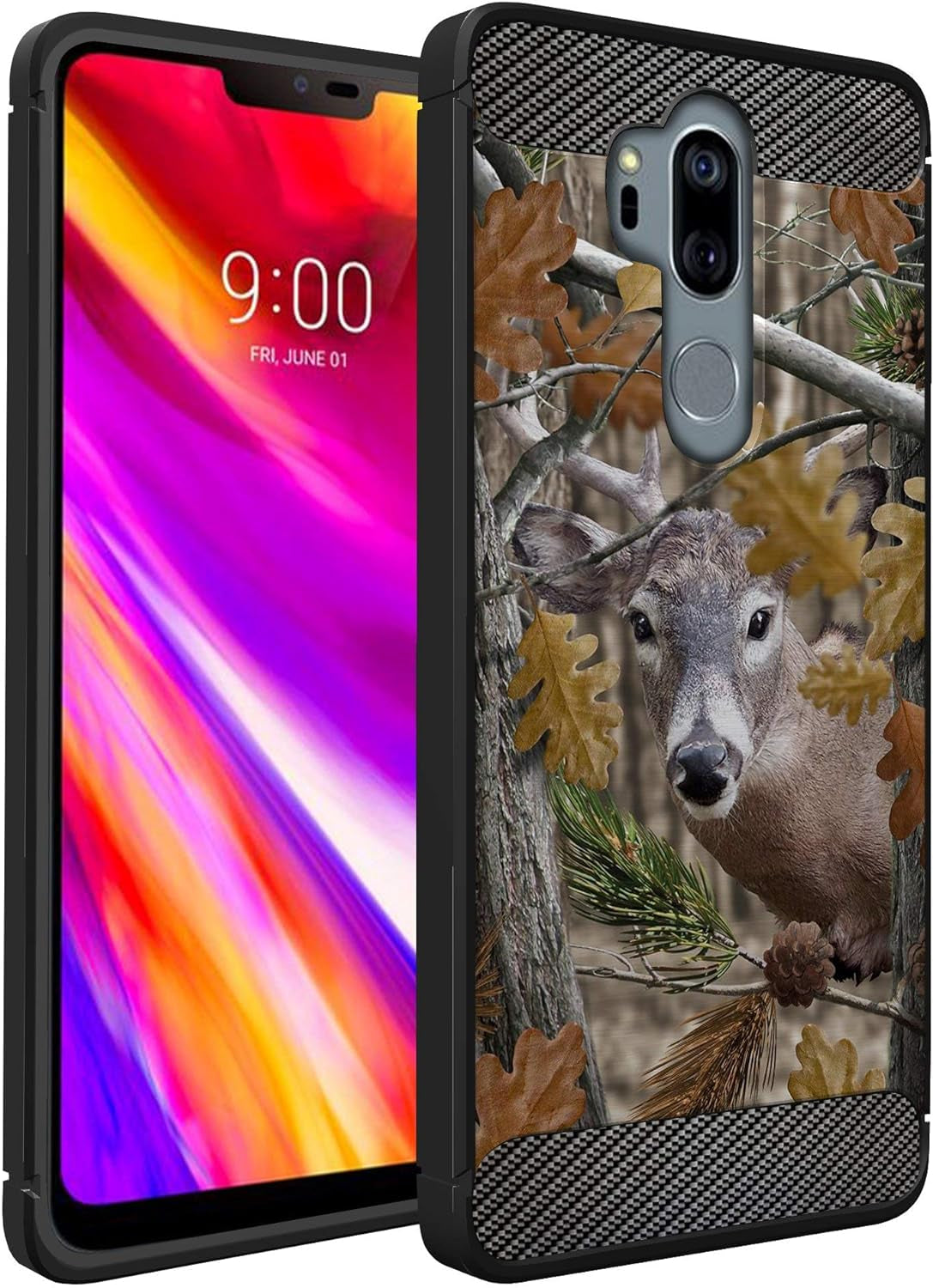 Casesondeck Bear Case Compatible with [LG G7 / LG G7 Thinq] Hunters Series Slim No Bulk Carbon Fiber Texture Black Flexible TPU Material (Bear Tree Camo)  CasesonDeck Deer Tree Camo  
