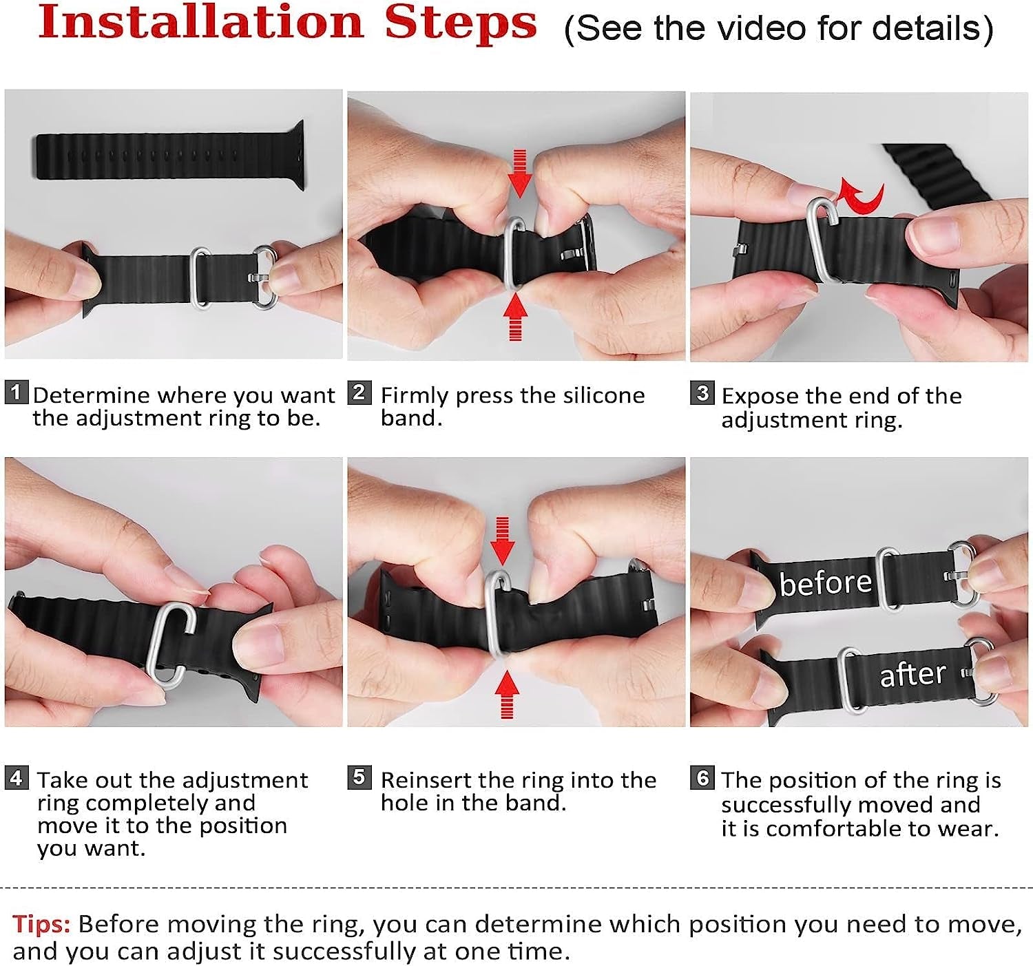 Ocean Band Compatible for Apple Watch Band Adjustable Sports Strap for Apple Watch Series Ultra/8/7/6/5/4/3/2/1/Se Compatible with 42Mm 44Mm 45Mm 49Mm Case Size  Lushan   