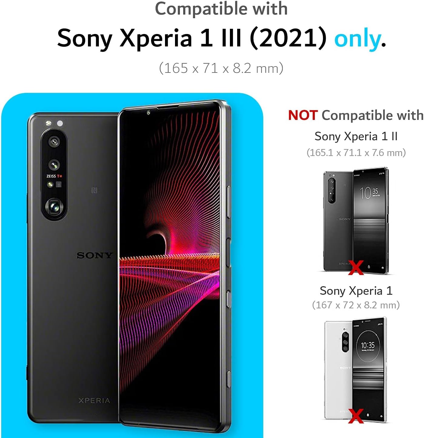 TUDIA Dualshield Designed for Sony Xperia 1 III Case (2021), [Merge] Shockproof Tough Dual Layer Hard PC Soft TPU Slim Protective Case - Matte Black  TUDIA   