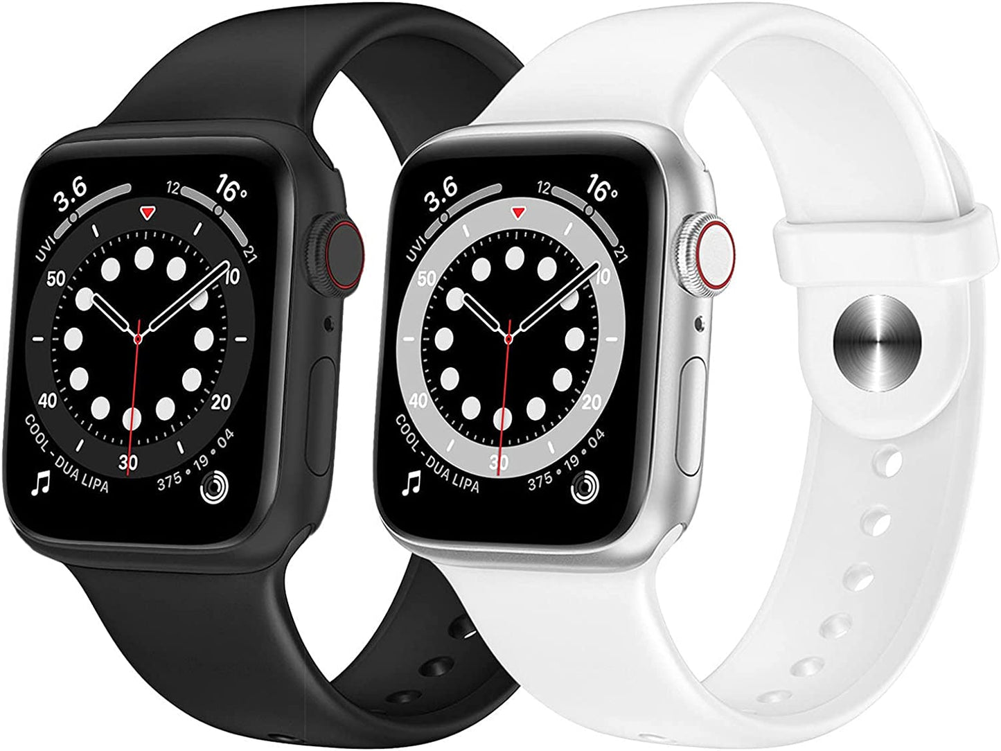 OUHENG 2 Pack Sport Band Compatible with Apple Watch Band 49Mm 45Mm 44Mm 42Mm, Soft Silicone Band Strap for Iwatch Ultra Series 8/7/6/5/4/3/2/1/SE2/SE (Black/Dark Gray, 49Mm 45Mm 44Mm 42Mm)  OUHENG Black/White 41mm/40mm/38mm 