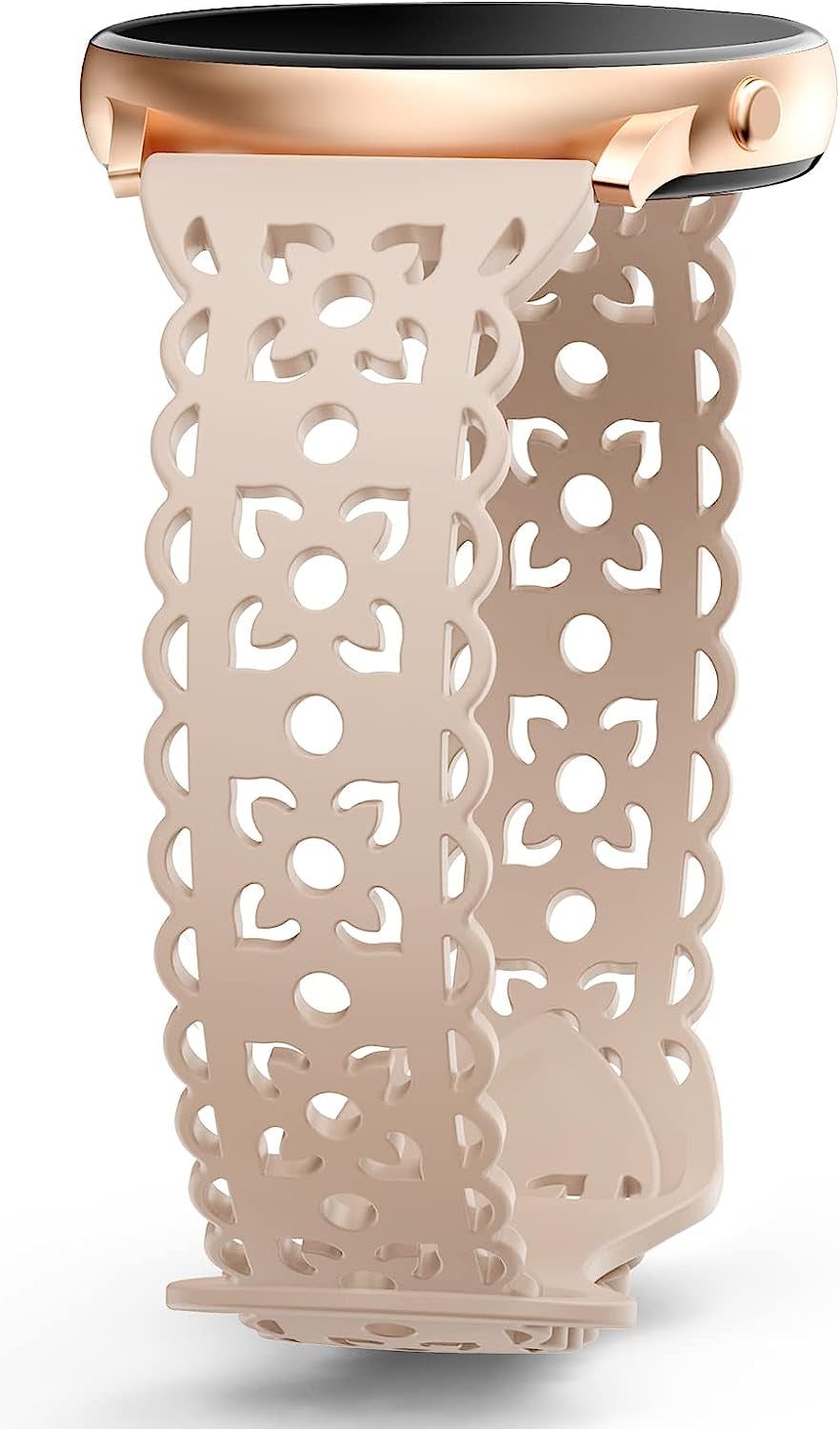 20Mm Lace Silicone Band Compatible with Samsung Galaxy Watch 4 Band 40Mm 44Mm,Galaxy Watch 4 Classic Band 42Mm 46Mm,Galaxy Watch 5 Bands,Slim Sport Strap Replacement Band for Galaxy Watch 4/5 Women  HEARTBOOM Mike Tea 20MM 