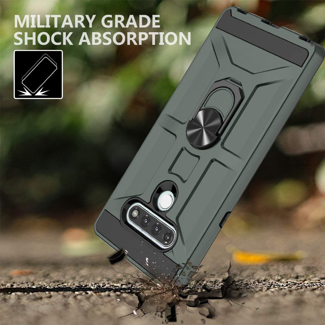 Jeylly LG Stylo 6 Case, with [Tempered Glass Screen Protector] [2Pack] Dual Layer 360 Degree Rotatable Metal Ring Kickstand Holder Military Grade Shockproof Protective Phone Case for LG Stylo 6, Green  Jeylly   